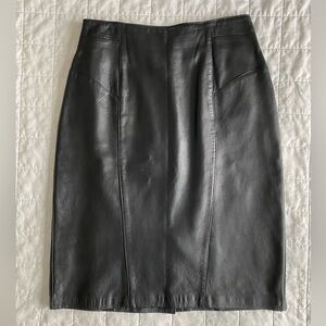 Bagatelle Vintage Black Leather Pencil Skirt Size 12
